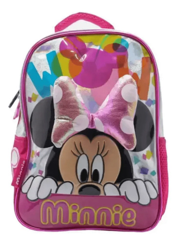 Mochila Jardin Espalda 12 Minnie Mouse Disney Moño Relieve Rosa Minnie Mouse