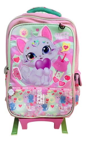 Mochila Escolar Carro 18 Gatito Phi Phi Boys Rosa Floreado