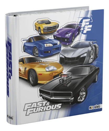 Carpeta Escolar 3x40 Fast & Furious Mooving Blanco