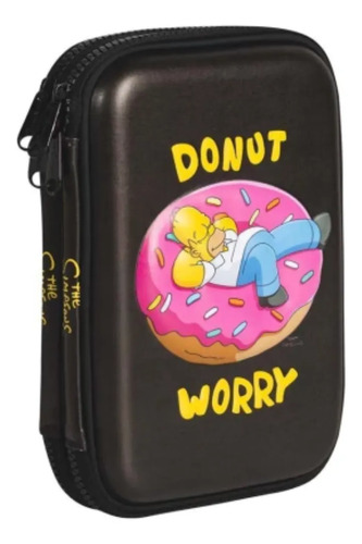 Cartuchera Canopla Mooving De 2 Pisos Doble Eva Simpsons Lila Donut