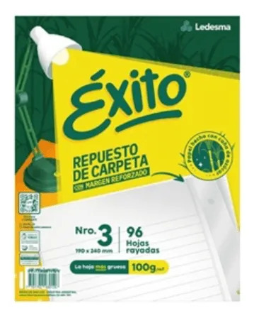 Repuesto Escolar A4 Exito Rayado 96 Hojas Margen Reforzado