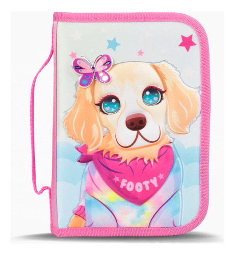 Cartuchera Desplegable Doggie Love Rosa Footy Rosa Lisa