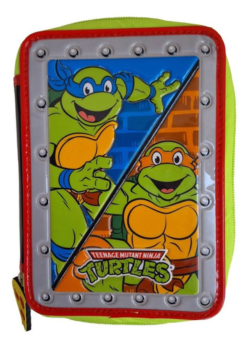Cartuchera Escolar Con Útiles Tortugas Ninja Tmnt Cresko Verde Liso