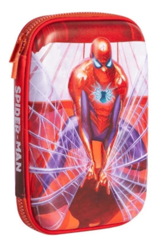 Cartuchera Canopla Eva Spiderman 1 Piso Rigida Mooving Rojo Spiderman