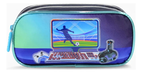 Cartuchera Escolar 2 Cierres Pro Gamer Canopla F264070 Verde Agua F264070