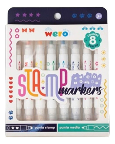Set De Marcadores Wero Stamp Duales Con 8 Colores Multicolor (8 Colores)