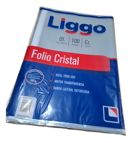 Folios Oficio Cristal Liggo X100 Polipropileno 11 Agujeros