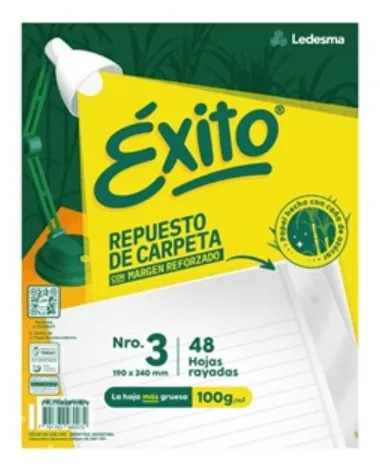 Repuesto Hoja Cuadriculada Éxito A4 Margen Reforzado 48