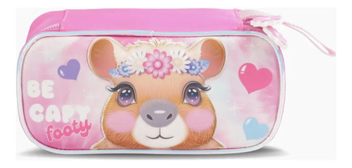 Cartuchera Escolar Footy Capybag Carpincho Escolar Rosa Rosa Lisa