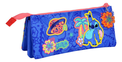 Cartuchera Triple Stitch Disco Wabro Para Escuela Azul Azul Lisa