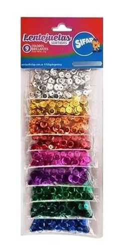 Lentejuelas Sifap Surtida X 9 Colores X 3 Grms Cada Color Plateado