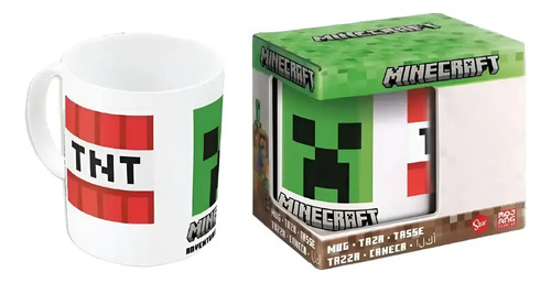 Taza Cerámica Desayuno 400 Ml Minecraft En Caja De Regalo Blanca Minecraft Minecraft Creeper Tnt