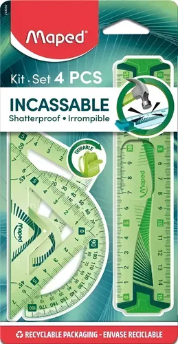 Set De Geometria Maped Incassable Kit 4 Piezas Irrompible Verde Claro