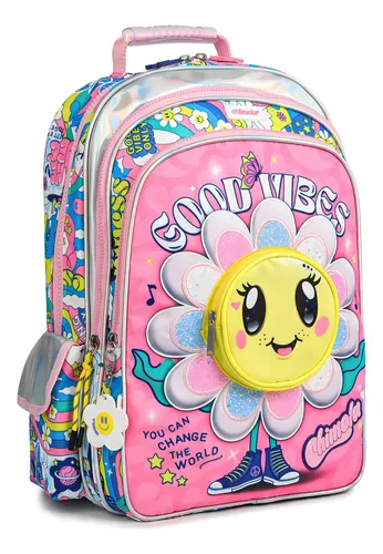 Mochila Escolar Espalda 18 Flower Chimola Flor Estampado