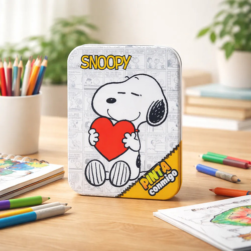 Lata Pinta Conmigo Snoopy + Crayones Y Stickers Lata Pinta Conmigo Snoopy + Crayones Y Stickers - Imagen 3