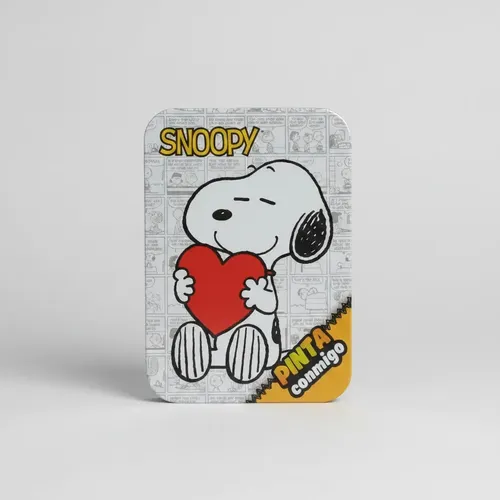 Lata Pinta Conmigo Snoopy + Crayones Y Stickers