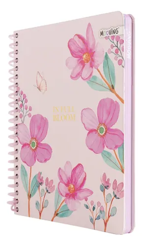 Cuaderno Premium Pocket Garden 1/2 Oficio Mooving Rosa Claro
