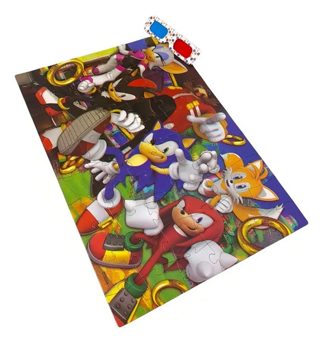 Puzzle 3d Anteojos Rompecabezas 60 Piezas Sonic Tapimovil Puzzle 3d Anteojos Rompecabezas 60 Piezas Sonic Tapimovil - Imagen 4