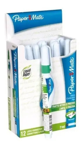 Corrector Liquid Paper Mate Punta Metal 7ml Caja X 12