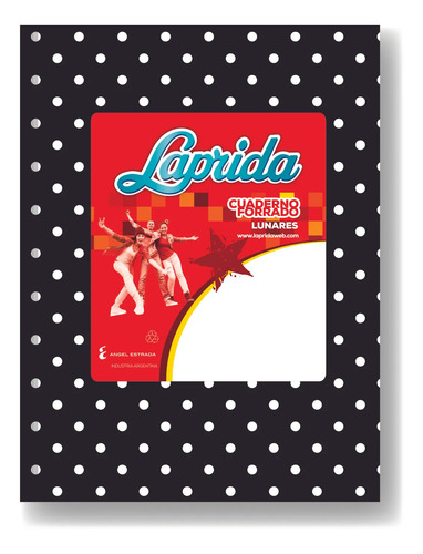 Cuaderno Laprida Tapa Cartón Lunares Blanco/negro 50 Hojas Negro