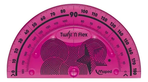Transportador Flex Maped Twist N Flex 10 Cm 180° Rosa