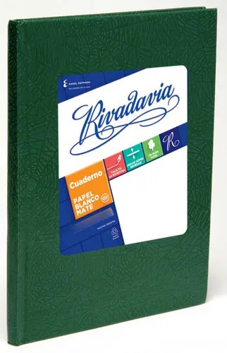 Cuaderno Rivadavia 16x21 Tapa Cartón Rayado Araña Verde X98 Verde