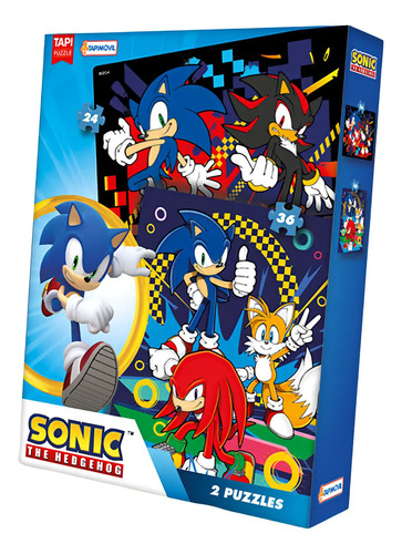 Puzzle Rompecabezas X2 De 24 Y 36 Piezas Sonic Tapimovil
