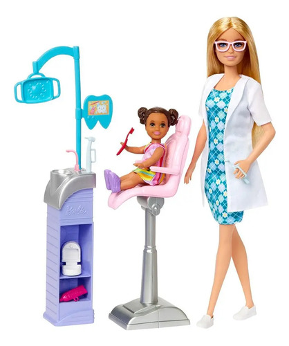 Barbie Profesiones Set Dentista Con Niña Accesorios Mattel