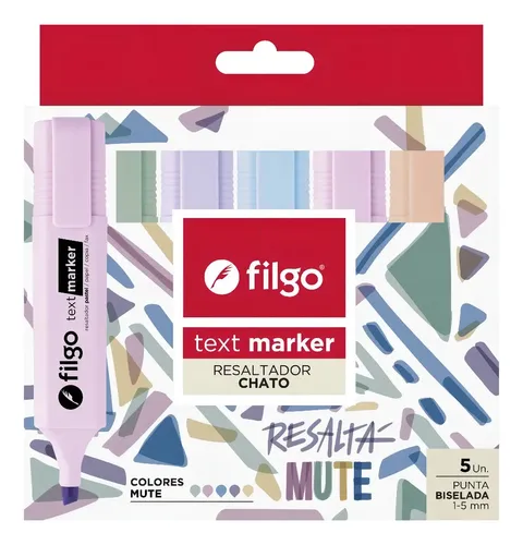 Resaltadores Filgo Text Marker Mute X 5 Colores