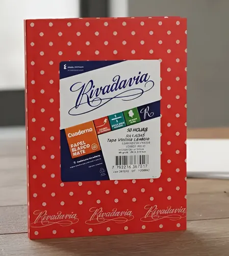 Cuaderno Rivadavia Rayado 16x21 Tapa Cartón Lunares Rojo X50 Rojo
