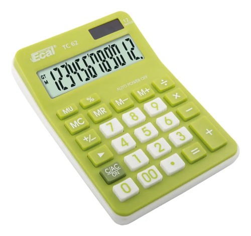 Calculadora Básica Ecal Tc62 12 Dígitos Color Verde Compacta Verde