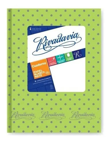 Cuaderno Rivadavia Tapa Cartón Lunares Gris B/verde Manzana Verde Claro / Gris Plateado