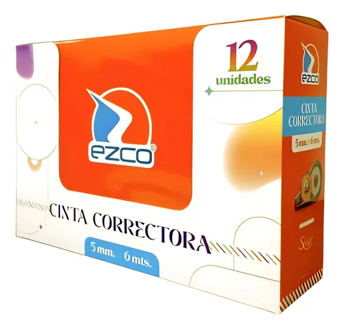 12 Unidades De Cinta Correctora Ezco 5mm X 6mts