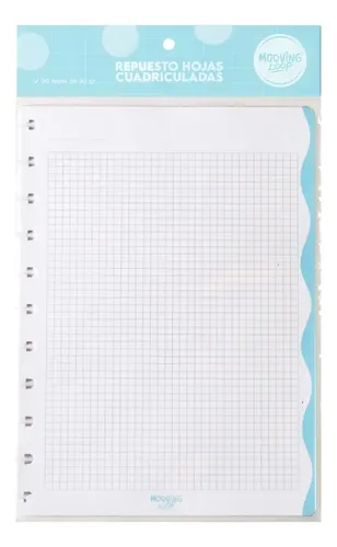 Repuesto Cuaderno Inteligente Mooving 30 Hojas Cuadriculado Cuadriculado Borde Celeste