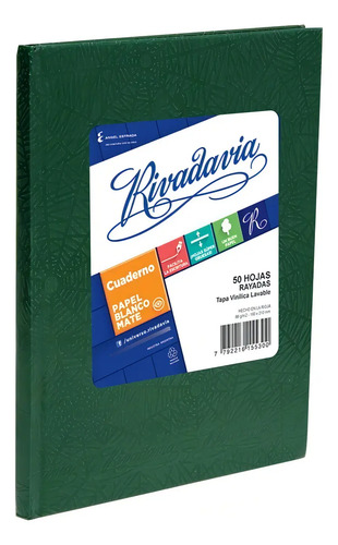 Cuaderno Rivadavia Rayado 16x21 Tapa Cartón Araña Verde X50