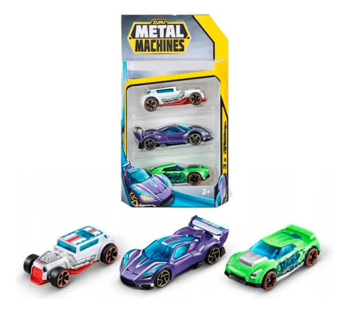 Autos De Colección Metal Machines X3 Zuru Modelos Madrush Amarillo
