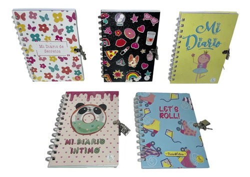 Diario Intimo 13x18 50 Hj Stickers Candado Glitter Princess