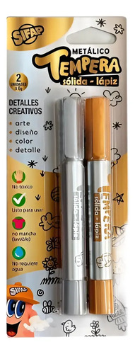 Tempera Sólida Lápiz Sifap Colores Metalizados Oro Plata Oro/plata