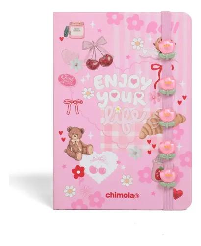 Libreta Journal Con Elástico A5 Romantic Chimola Rosa