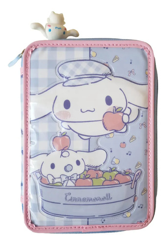 Cartuchera Cinnamoroll 2 Pisos Útiles Cresko Cinnamoroll Azul Claro Cinnamoroll Manzanas