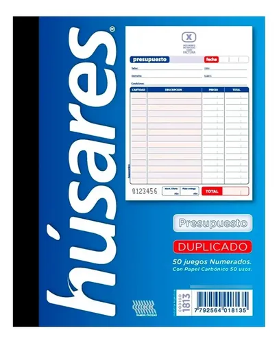Talonario Presupuesto Grande Duplicado Húsares 1813 Pack X10