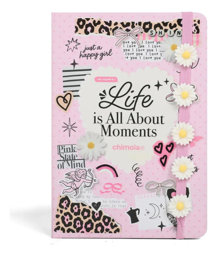 Libreta Journal Con Elástico A5 Print Chimola Rosa