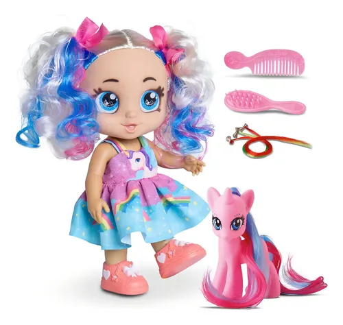 Muñeca My Best Arcoiris Y Unicornio Mascota Con Accesorios Rosa Claro