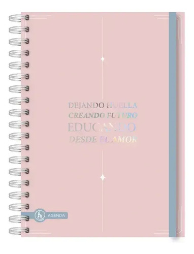Agenda Docente 2027 15x21 Espiral Semanal Ry Rosa Pálido Huella 2027