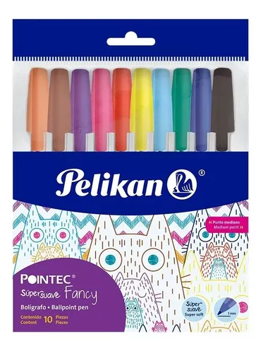 Lapicera Bolígrafo Birome Color Pelikan Pointec Blister X 10 Cristal Surtido
