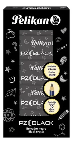 Goma De Borrar Pelikan Pz Black Para Lapiz Caja X10 Negro