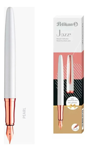 Lapicera Pluma Pelikan Jazz Noble Tinta Azul Exterior Taupe Perla Azul