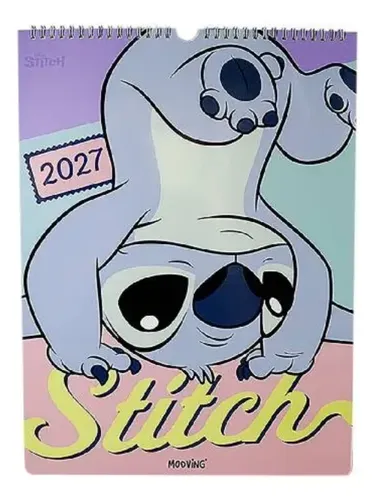 Calendario 2027 Stitch 30x40 Stickers Espiralado Mooving Stitch