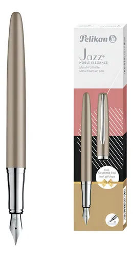 Lapicera Pluma Pelikan Jazz Noble Tinta Azul Exterior Taupe Taupe Azul