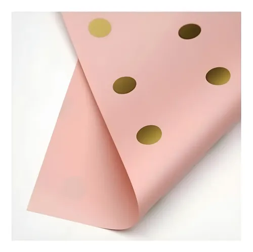 Papel Coreano Ibi Craft 57x57cm 647026 20 Hojas Rosa / Rosa Lunares Oro